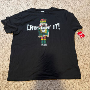 Men's Holiday Time Black Nutcracker "Crushin' It!" Short Sleeve Tee L